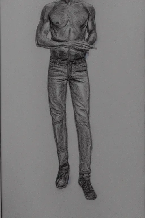 Image similar to notebook full body pencil drawing of a man, full body