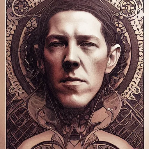 Image similar to amazing lifelike award winning pencil illustration of h. p. lovecraft trending on art station artgerm greg rutkowski alphonse mucha cinematic