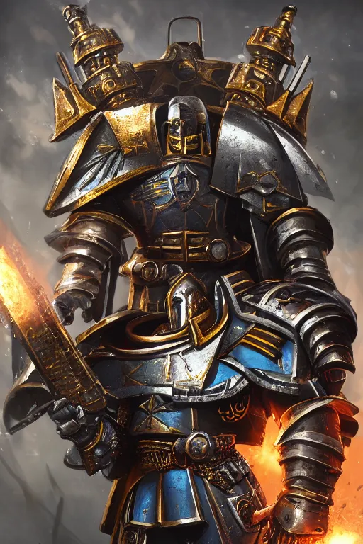 Image similar to armor portrait heros warhammer 4 0 k horus heresy fanart - the primarchs emperor by johannes helgeson animated with vfx concept artist & illustrator global illumination ray tracing hdr fanart arstation zbrush central hardmesh 8 k octane renderer comics stylized