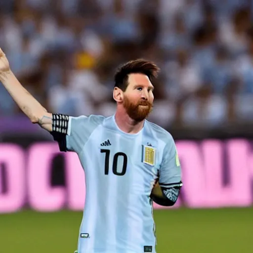 Prompt: messi, wearing argentina's shirt, winning qatar world cup