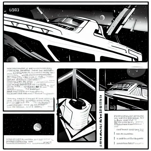 Image similar to A space yacht. Film Noir, Black and White. High Contrast, Duane Loose, Traveller RPG.