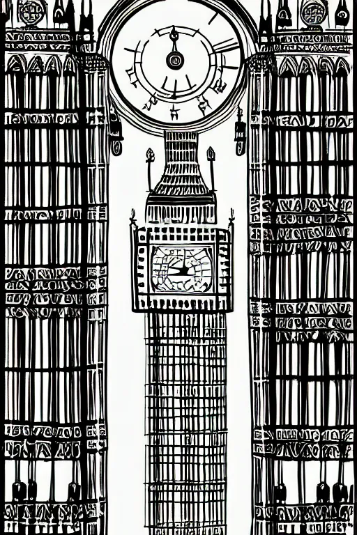 Image similar to london big ben, illustration, in the style of katinka reinke