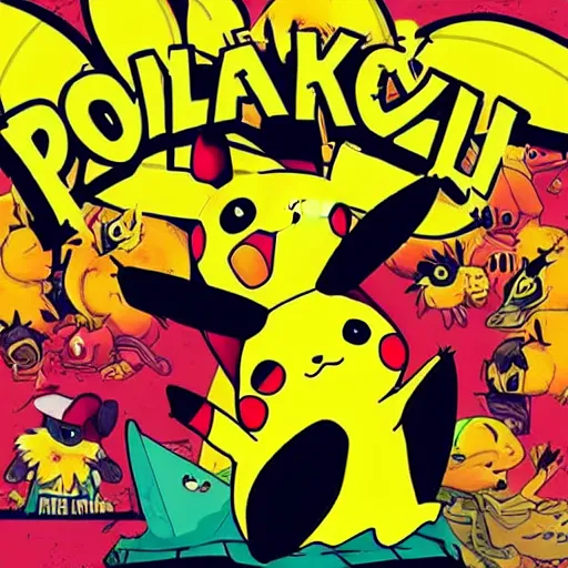 Image similar to a music album cover of vaporize pikachu