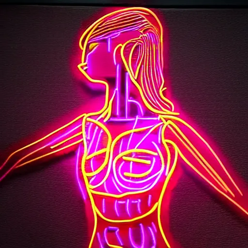 Image similar to 3 d neon art of a womens body, highly detailed