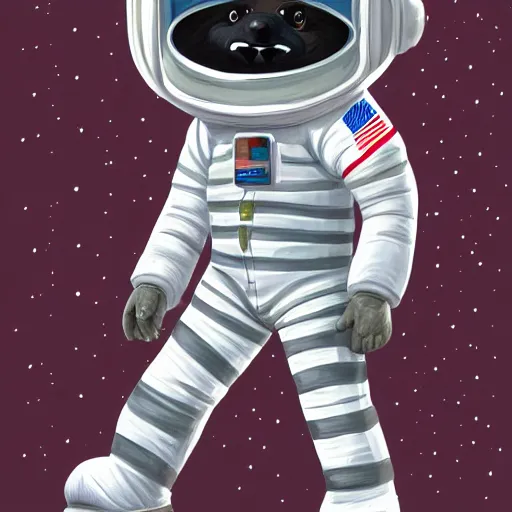 Image similar to painting of an anthropomorphic racconn astronaut with ref half - furaffinity, digital painting, detailed, furry art, furry fandom, furaffinity