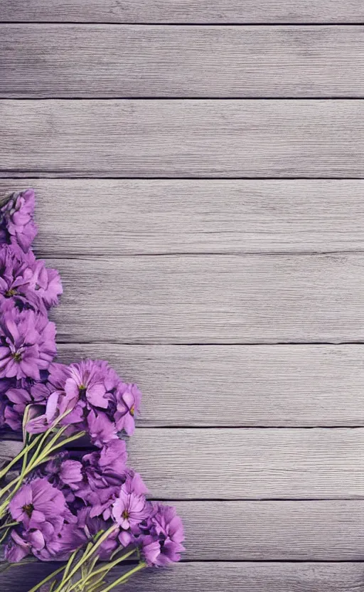 Prompt: clean soft background image with soft, light - purple flowers on pale gray rustic boards, background, cottagecore, backdrop for obituary text