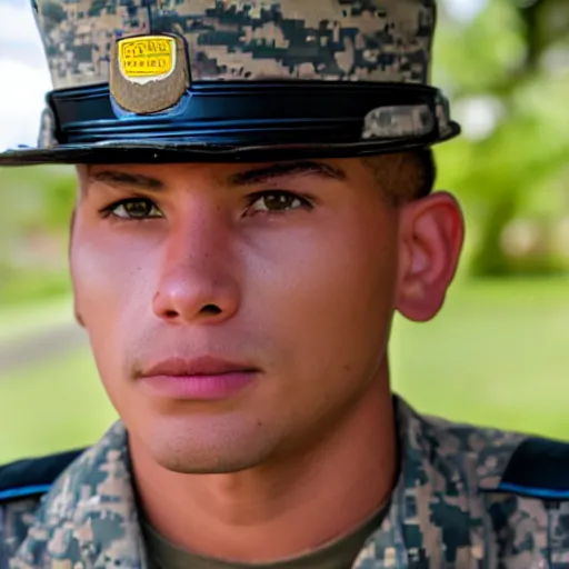 Prompt: Photo of a US soldier, Close-up shot