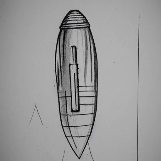 Image similar to lenoardo da vinci sketch of modern rocket