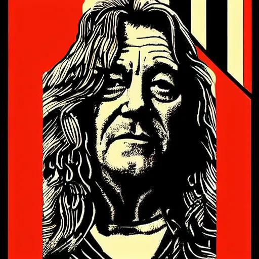 Image similar to robert plant poster by shepard fairey