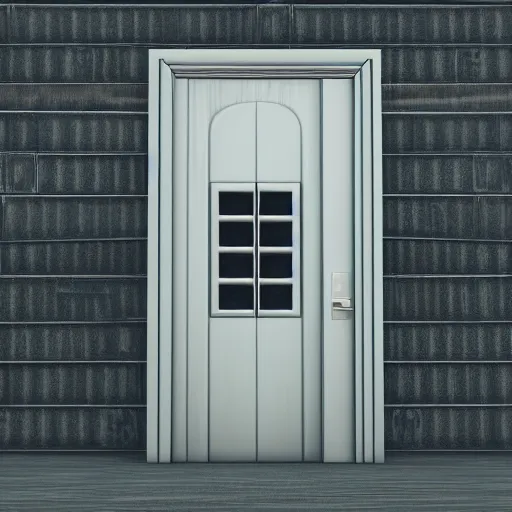 Prompt: photography, 3 d render, monster, door, window