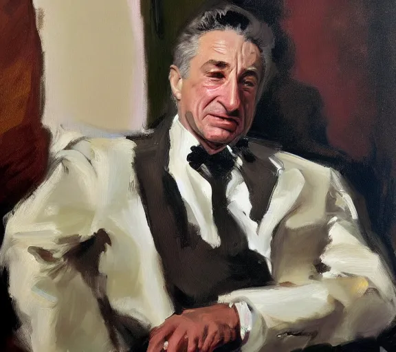 Prompt: a hyper-detailed oil painting of Robert DeNiro by John Singer Sargent; anatomically correct; trending on artstation