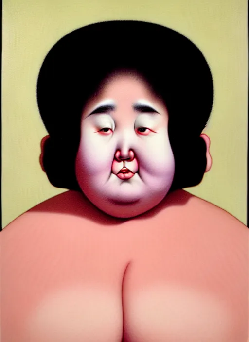 Image similar to portrait cute fat woman by shusei nagaoka kaws, david rudnick, takato yamamoto, airbrush on canvas pastell colors cell shaded 8 k