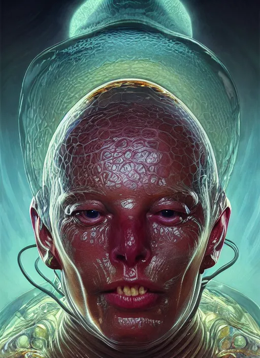 Prompt: elon musk as slimy mollusk character, drool, full body portrait, intricate, elegant, highly detailed, digital painting, artstation, concept art, wallpaper, smooth, sharp focus, illustration, art by h. r. giger and artgerm and greg rutkowski and alphonse mucha