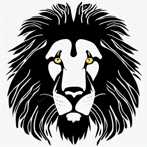 Image similar to lion profile, black silhouette art on white background