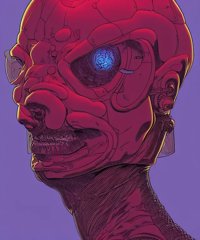 Image similar to a portrait of a machine mutant in the style of jean giraud in the style of moebius, symetrical facial, trending on artstation deviantart pinterest detailed realistic hd 8 k high resolution