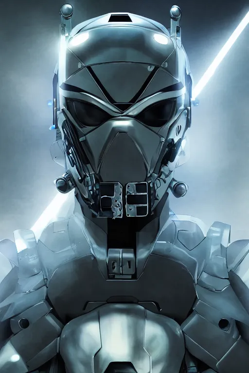 Image similar to cyber cyborg ninja mask helmet metal gear solid artic suit swat commando, global illumination ray tracing hdr fanart arstation by sung choi and eric pfeiffer and gabriel garza and casper konefal, a spectacular view cinematic rays of sunlight comic book illustration, by john kirby