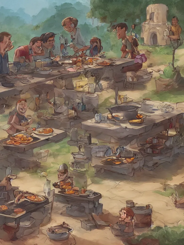 Image similar to barbecue by disney concept artists, blunt borders, rule of thirds