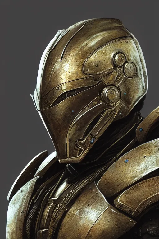 Prompt: realistic render portrait of an intricate armor and helmet, intricate, dystopian toy, sci-fi, extremely detailed, digital painting, sculpted in zbrush, artstation, concept art, smooth, sharp focus, illustration, chiaroscuro lighting, golden ratio, incredible art by artgerm and greg rutkowski and alphonse mucha and simon stalenhag