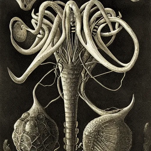 Image similar to carnivorous plants, by Odd Nerdrum, by Ernst Haeckel, by M.C. Escher, beautiful, eerie, surreal, colorful