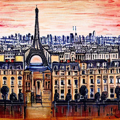 Image similar to paris cityscape in the style of frantz