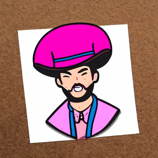 Image similar to Pink cowboy hat, sticker illustration