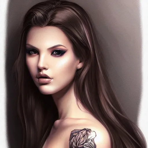 Image similar to tattoo design, beautiful portrait of a girl by artgerm, artgerm