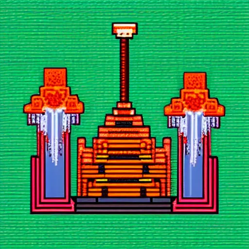 Prompt: temple as pixel art