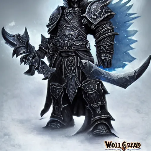 Image similar to world of warcraft lich king gigachad portrait