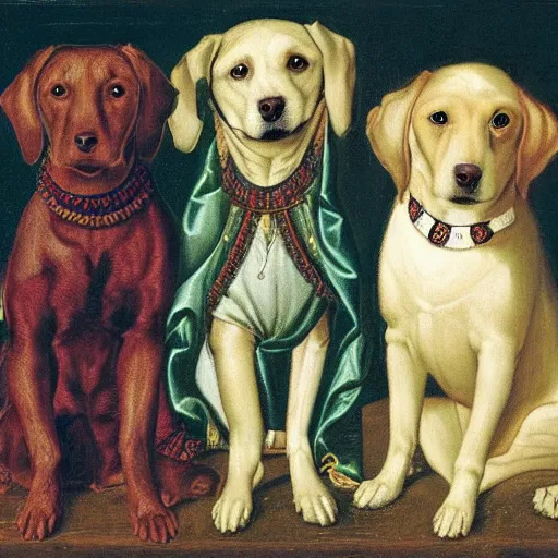 Prompt: holy Trinity as three dogs