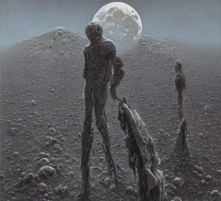 Image similar to moon made from thousands corpses of Nicolas Cage, gothic, surreal, Warhammer, colorful, highly detailed, artstation, digital art by zdislav beksinski and wayne barlowe