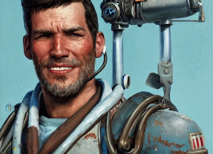 Prompt: a highly detailed fallout 4 portrait of a dentist, james gurney, james jean