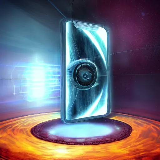 Image similar to phone that is a portal to another dimension, high detail, concept art, computer art