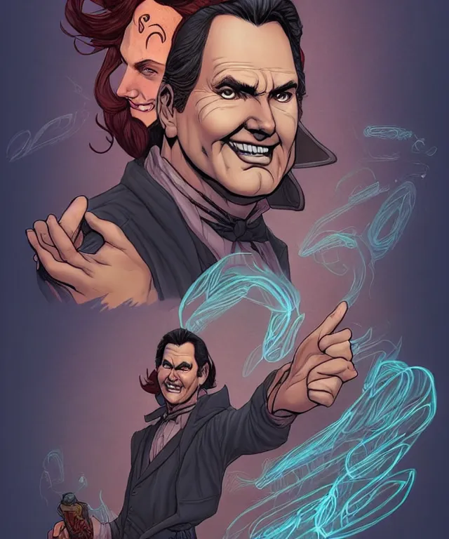 Image similar to a fantasy comic - style full portrait of a gambler who looks like norm macdonald, digital illustration by ken taylor and sana takeda and jenny frison, character design, concept art, fine inking lines, vivid colors, dnd, highly detailed!, hd, 4 k, trending on artstation