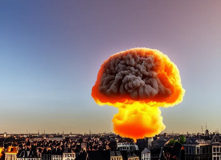 Prompt: nuclear mushroom cloud over brussels, 8 k