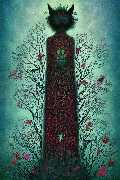 Prompt: surreal hybrid animals, nostalgia for a fairytale, magic realism, flowerpunk, mysterious, vivid colors, contrast, clarity, by andy kehoe