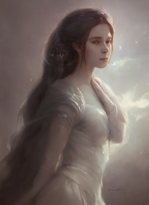 Prompt: A portrait of a dreamy princess in the style of Greg Rutkowski, in the style of Charles Sillem Lidderdale, artstation, high quality art