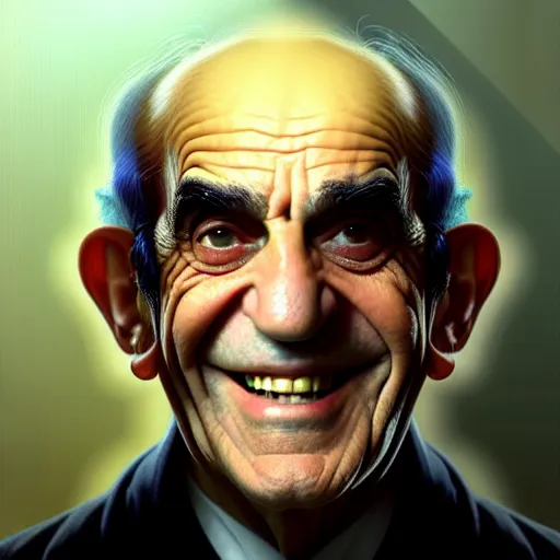 Image similar to portrait painting of abe vigoda, bright and energetic, with a sweet smile and floofy hair, render cinematic lighting art 1 9 2 0 period drama by bussiere rutkowski andreas rocha