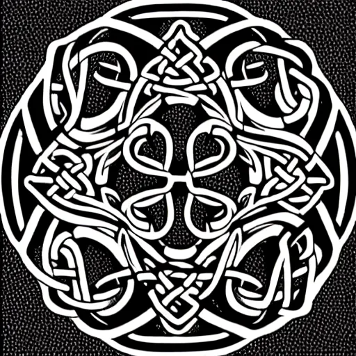 Image similar to a circular vector tattoo design with a shinto influence. art nouveau, celtic knots, curvilinear, recursive.