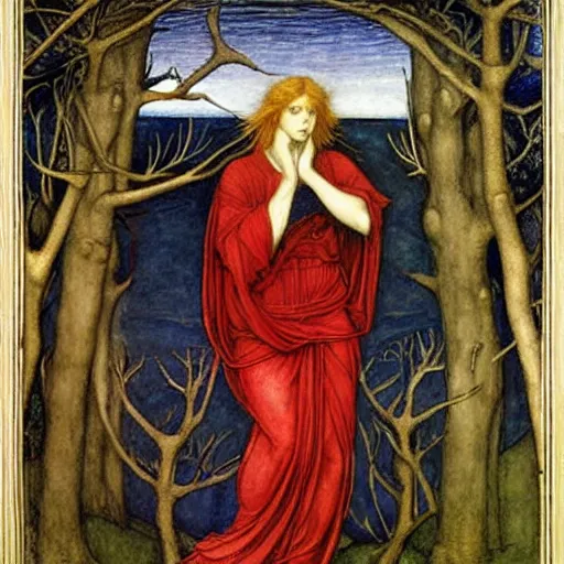 Image similar to the beguiling of merlin by edward burne - jones