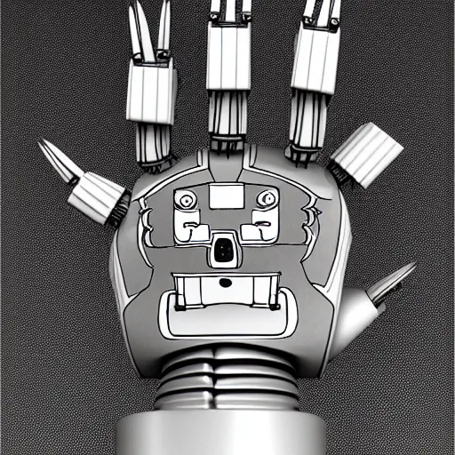 Prompt: robot hand drawing robot hand, by tony diterlizzi, tim burton, hr giger, ilford hp 5, 5 5 mm, machinecore by artgerm, 3 d render, gothcore, beeple, joseph leyendecker, carlo carra