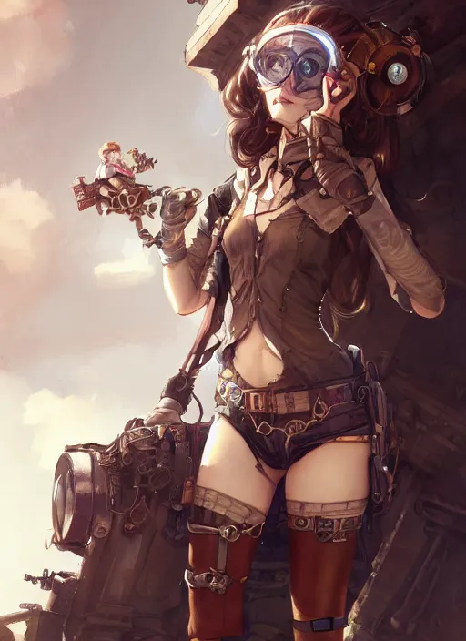 Image similar to girl, steampunk, goggles, pilot, portait, made by stanley artgerm lau, wlop, rossdraws, james jean, andrei riabovitchev, marc simonetti, yoshitaka amano, artstation