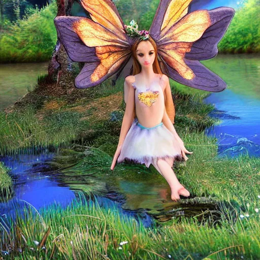 Image similar to fantasy photography wide angle waterside deer fairy ultrarealistic 1 5 0 mpx