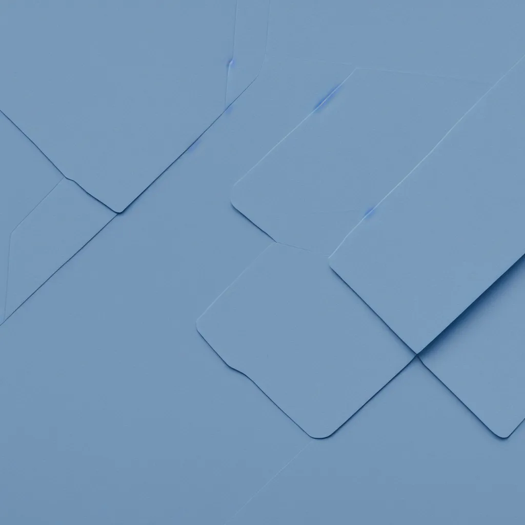 Prompt: top-down view of an envelope on top of a blue surface, 8k, high detail, photorealistic, proper shading