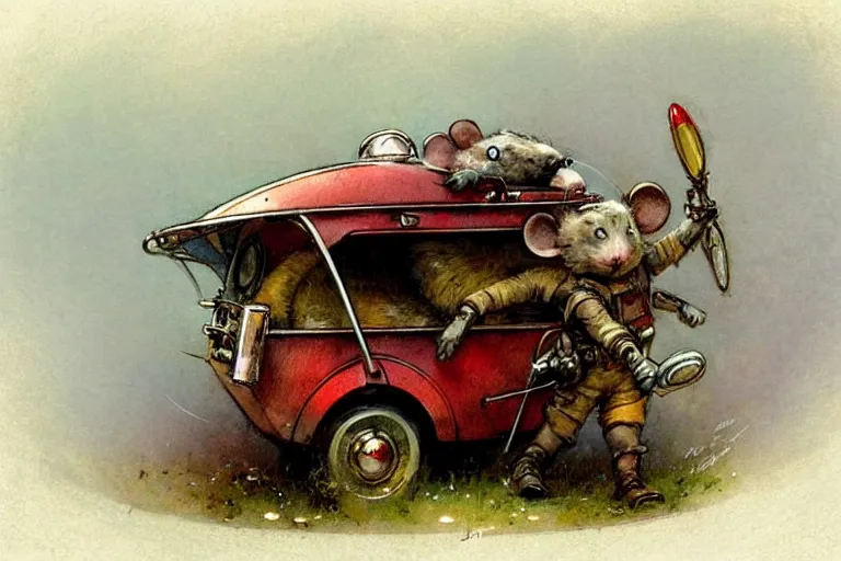 Image similar to adventurer ( ( ( ( ( 1 9 5 0 s retro future robot mouse jukebox wagon house. muted colors. ) ) ) ) ) by jean baptiste monge!!!!!!!!!!!!!!!!!!!!!!!!! chrome red