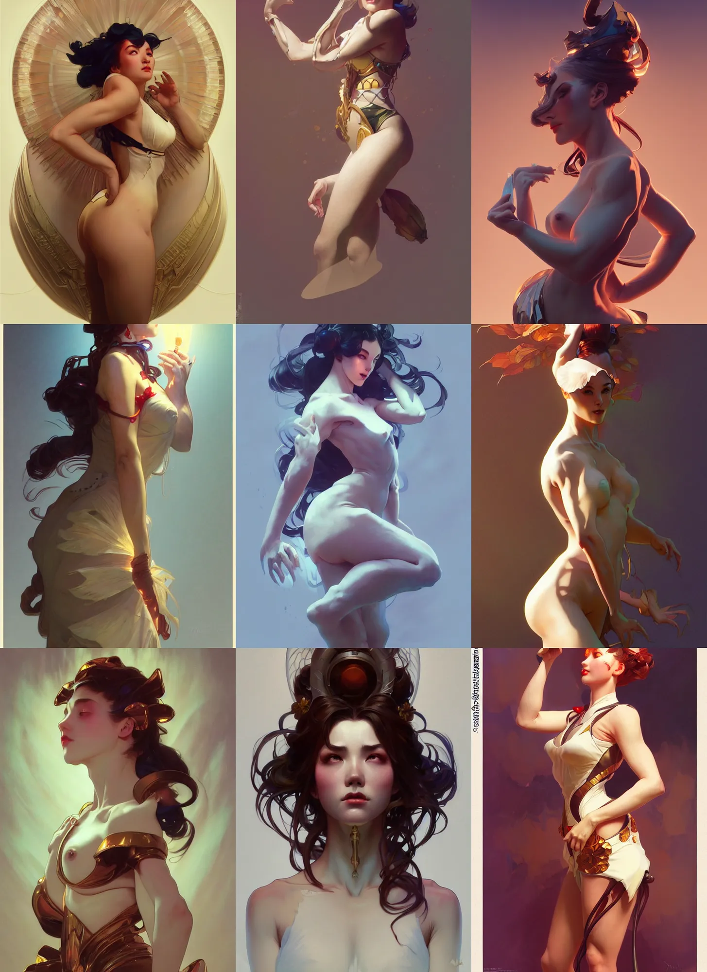 Prompt: digital concept art by artgerm, tooth wu, bierstadt, gurney, stalenhag and alphonse mucha. just one lonely namilia attctive showgirl!! full body!! contour light effect!! 8 k, stage light. octane render. sharp edge. ultra clear detailed