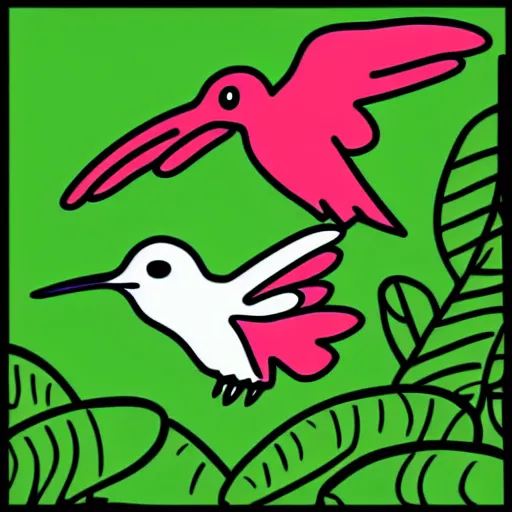 Image similar to cute cartoon hummingbird in the Colombian jungle, Ghibli, clipart