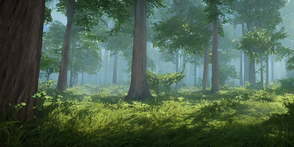 Image similar to summer forest, unreal engine