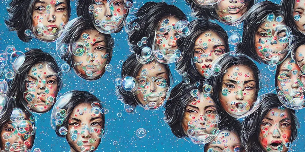 Image similar to multiverse bubbles in the sky, by sandra chevrier