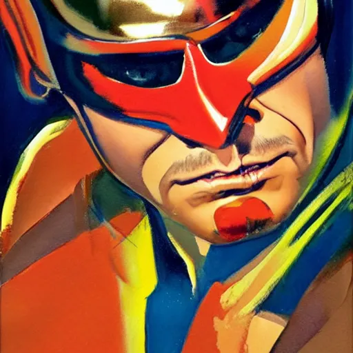 Image similar to photorealistic picture, by bob peak and alex ross, rey mysterio wwf debut, gouache and wash paints, fine details, fine intricate, fine facial proportionate, fine body proportionate, fine fix broken line, fine fix duplicate line, fine background proportionate, smooth focus, sharp details, bokeh, 4 k, fine 5 k details