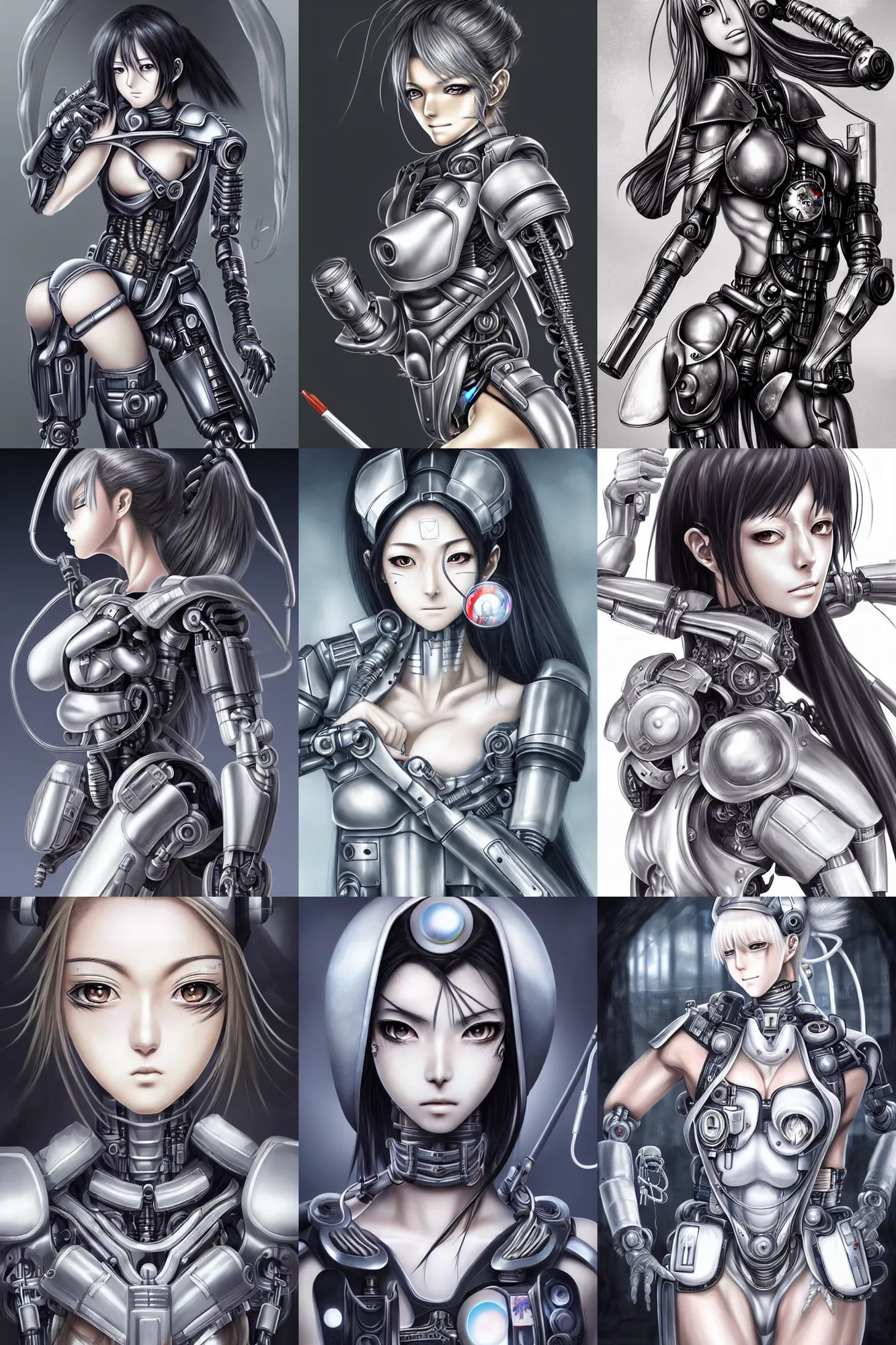 Prompt: Ultra realistic manga style illustration, incredibly beautiful and alluring, damaged cyborg warrior priestess being repaired by a beautiful medical nurse cyborg, feminine figure, smooth skin, gorgeous, pretty face, beautiful symmetrical fashion model body, set in a futuristic Japanese Military medical bay, D&D, fantasy, intricate, elegant, highly detailed, digital painting, concept art, smooth, sharp focus, illustration, art by Yuumei and Yanjun Cheng and artgerm and Masamune Shirow and greg rutkowski and alphonse mucha and KyuYong Eom and WLOP, set in post apocalyptic Tokyo, overgrown plants, dapped light, large draped cloth, tissue ornament, dark fantasy, hyper realistic, digital illustration, trending on artstation